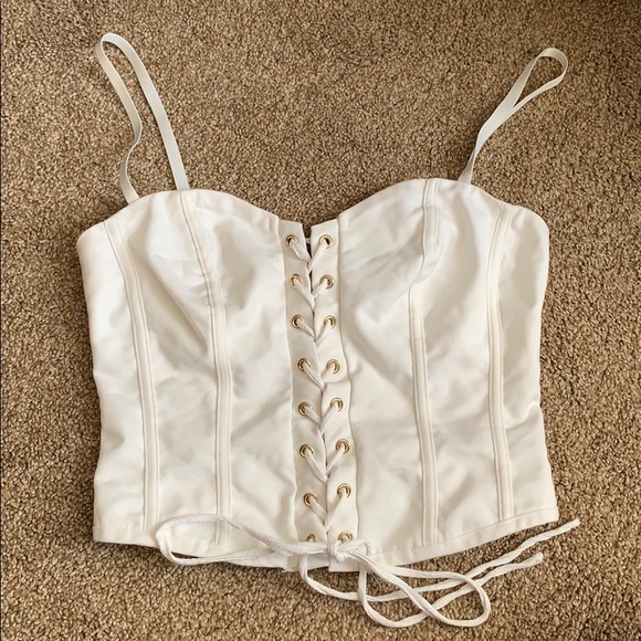 Forever 21 Tops - White Forever 21 Lace Up Tank Top